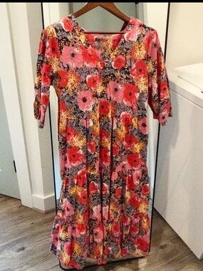 Dress Addict Floral Poppies Tiered Dress Garden Free Spirit Cotton Summer Medium